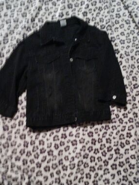 Black Jean Jacket - Women’s Classic Distressed Denim Coat